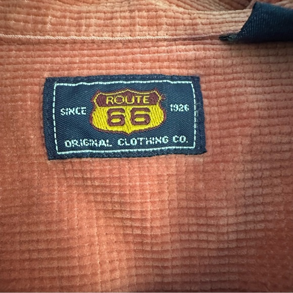 Corduroy Route 66 Salmon Color Full Zip Up Shirt Jacket Size Large - Picture 5 of 10